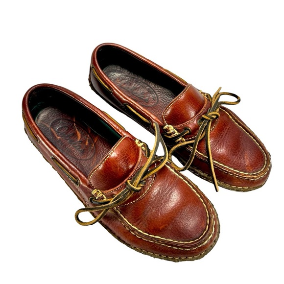 Vintage Early 2000s Leather Cabela's Crepe Slip On Shoes 8M - Picture 2 of 8